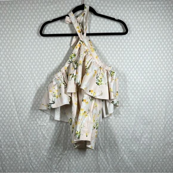 Rebecca Taylor Pink Floral‎ Ruffle Halter Top - Picture 3 of 6